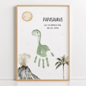 Vatertagsgeschenk für Papa PDF – Handabdruck Bastelvorlage Dinosaurier, DIY Geschenkidee für Kinder, Papasaurus, Download & Ausdrucken