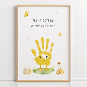 Ostergeschenk für Oma, Opa, Tante PDF – Handabdruck Bastelvorlage zu Ostern, DIY-Idee Ostern für Kinder, Ausdrucken | + Geschwister Datei