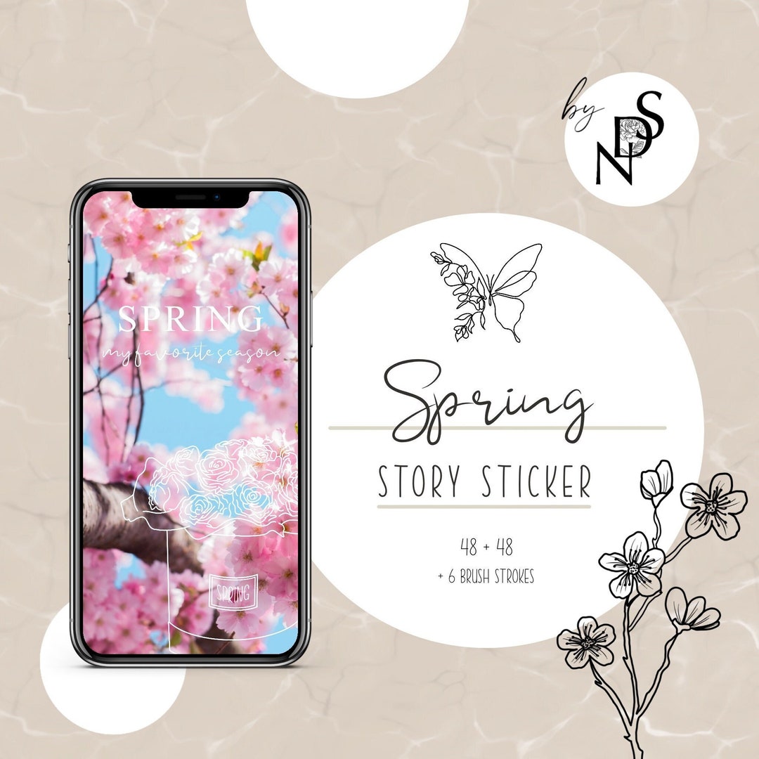 SPRING Story Stickers Instagram Stickers Digital Stickers Line Art