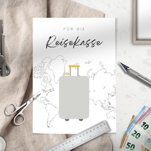 Originelles Geldgeschenk zur Unterstützung der Urlaubskasse, DIY-Vorlage zum Download, ideal für spontane Geschenke.