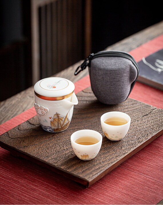 White Porcelain Single Brew Teapot and Teacup