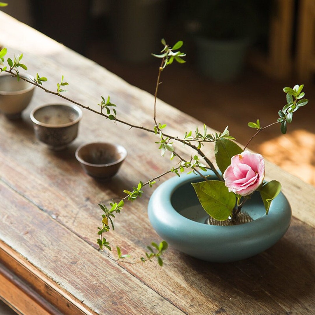 Ceramic Ikebana Vases Japanese Ikebana Tool Tea Ceremony Vase Flowerpot  Hydroponic Living Room Tea Table Decor Ornaments