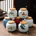 Ceramic Tea Canister | Canister Set | Sealed Small Tea Jars 260ml/8.8oz | Tea Containers | Tea Caddy | Tea Tin, 12 Style, Gift to Tea Lovers 