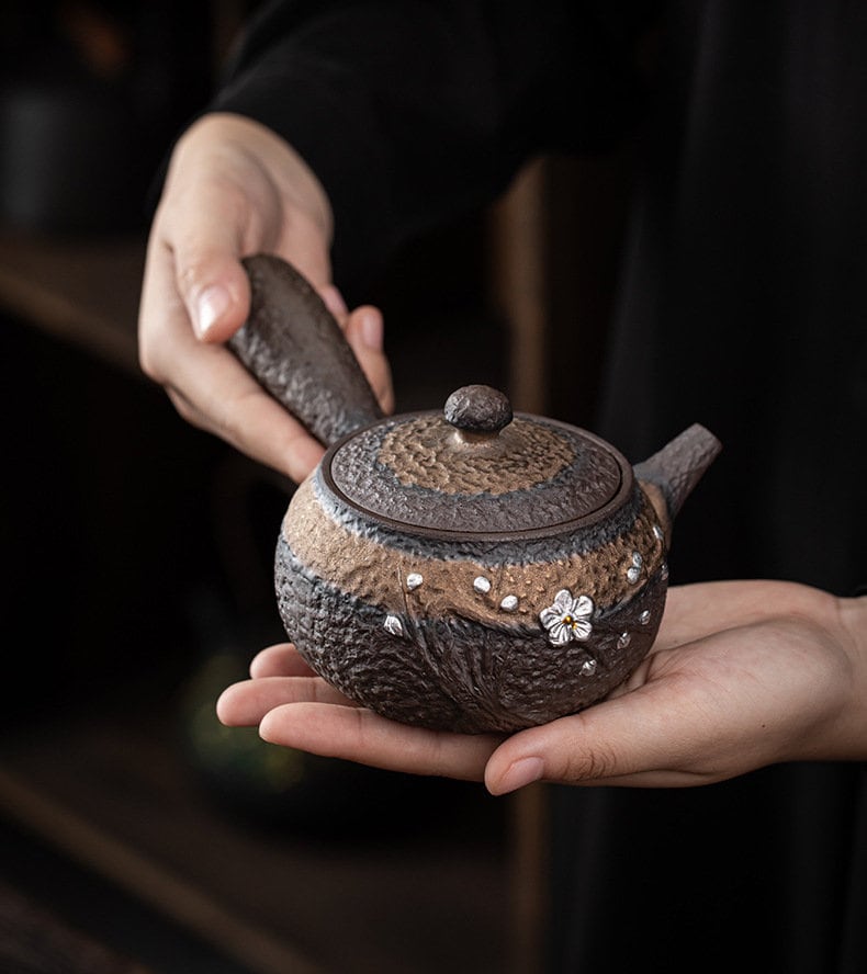 Ceramic kyusu teapot cute cat tea pot chinese kung fu tea set 250ml
