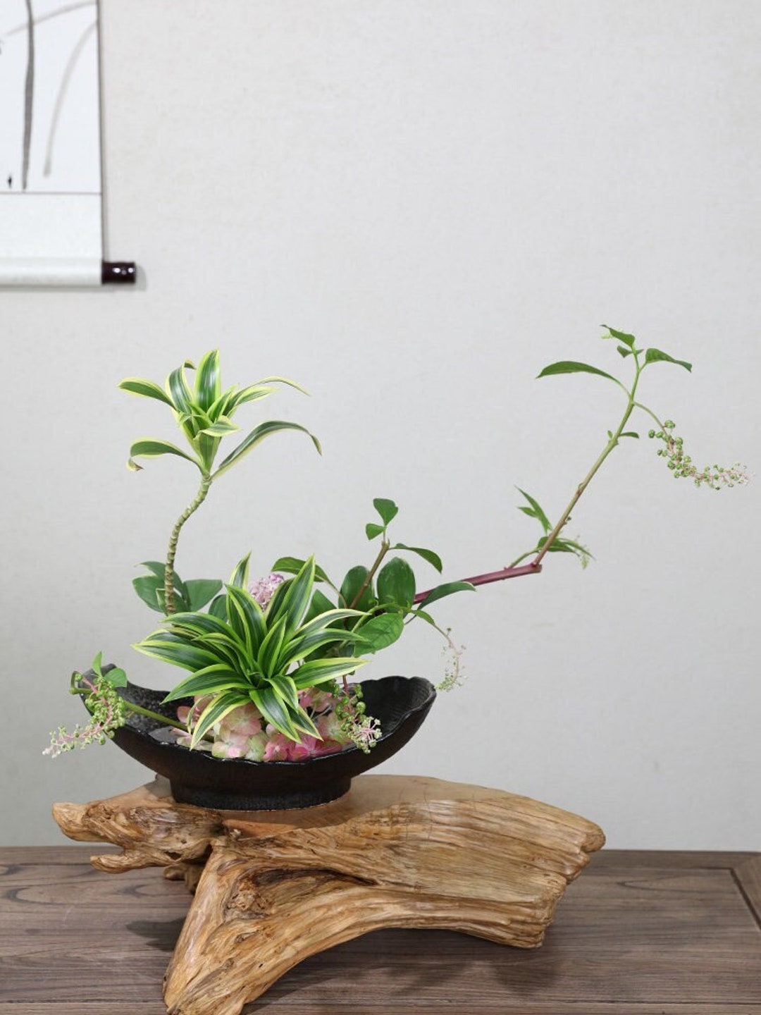 Ikebana Flower Vase, Japanese Ceramic Pyramid 