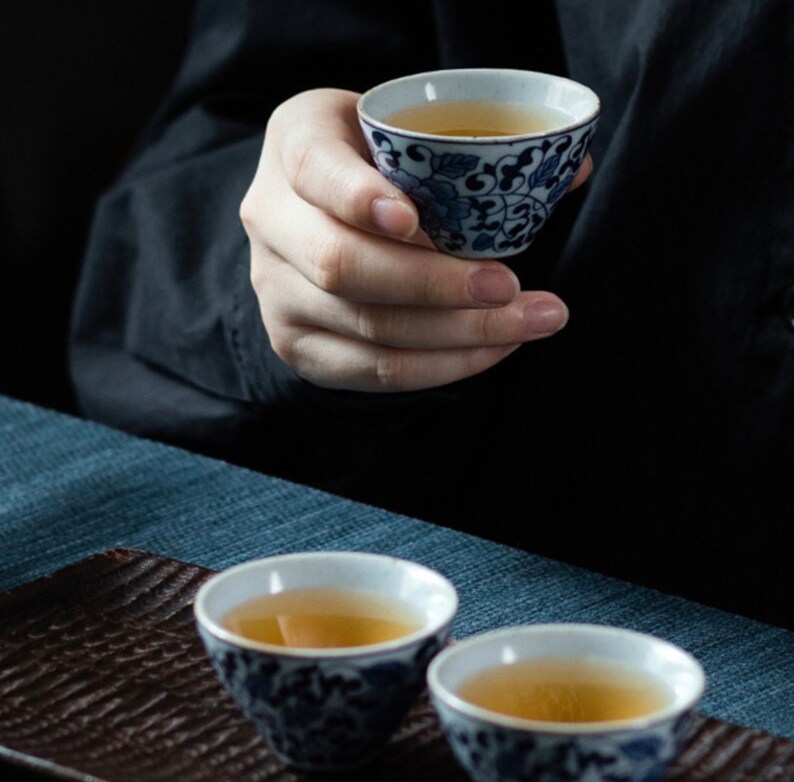 Blue White Gongfu Tea Set Chinese Teapot Set With Cups Etsy