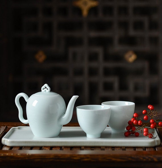 Portable Travel Tea Set, Handmade Kungfu Tea Set, Porcelain Teapot