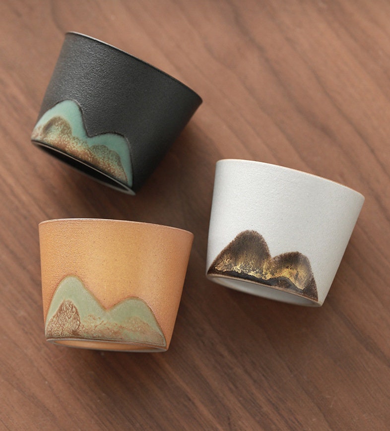 Japanese Zen Style Tea Set Black Pottery Chinese Tea Set Etsy