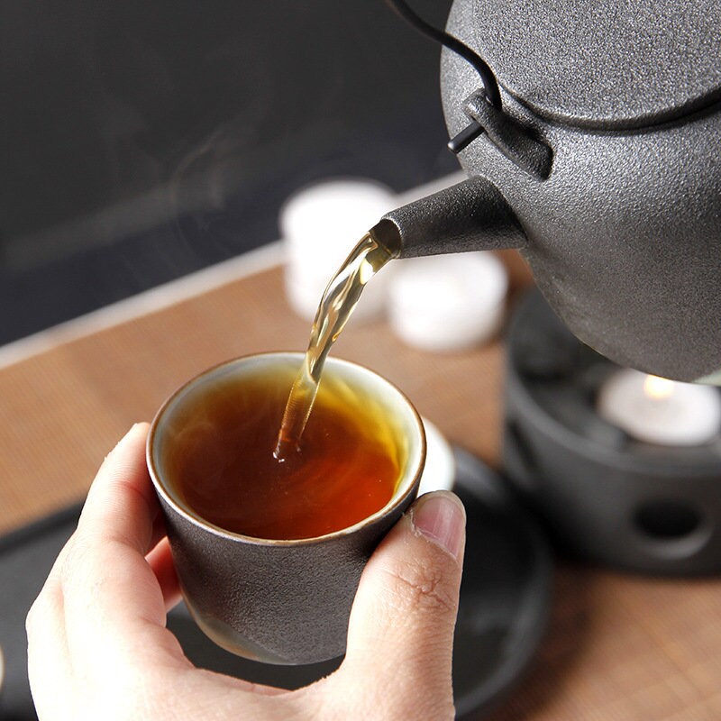 Japanese Zen Style Tea Set Black Pottery Chinese Tea Set Etsy