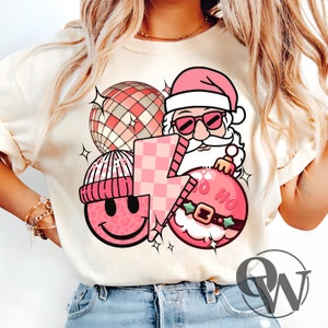 Christmas Collage PNG, Christmas Season Png, Santa png, Merry Christmas png, Retro Christmas Shirt PNG, Smiley Face PNG, Lighting Bolt png