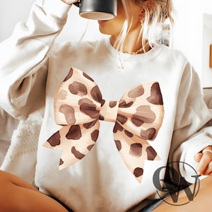 Coquette Bow PNG, Cow Print Bow PNG, Cow Bow Design, Coquette png, Soft Girl png, Ribbon png, Cute png, Coquette Bow Shirt, Fall png Design
