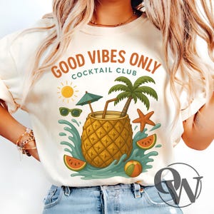 Good Vibes Only Cocktail Club png, Retro Summer Sublimation T-Shirt Design, Beach Png, Beach day PNG, Summer Png, Summer Shirts Png, Holiday