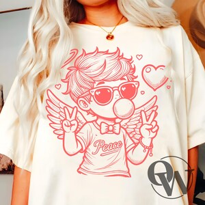 Retro Cupid Valentines Day Blowing Bubble PNG, Cupid png, Vintage Valentines Day PNG, Funny Cupid With Sunglasses, Valentines Day png, Love