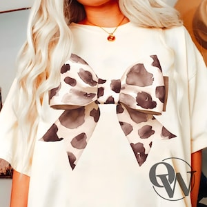 Coquette Bow PNG, Cow Print Bow PNG, Cow Bow Design, Coquette png, Soft Girl png, Ribbon png, Cute png, Coquette Bow Shirt, Fall png Design