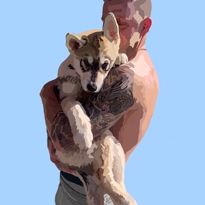 Digital Hand Made Pet And Owner Portraits