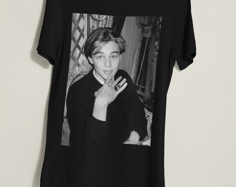 Leonardo Dicaprio Black and White Top Tee Vintage T-shirt