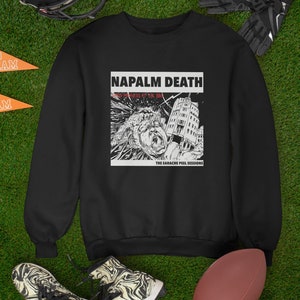 Napalm death group band with music genre hardcore punk retro style