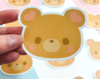 Heart Ear Teddy Bear Vinyl Sticker (3 Inch) – Waterproof Laptop Decal