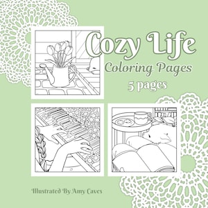 Cozy Cottage Life Coloring Pages: Relaxing Hand-Drawn Designs (Digital Download)