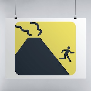 Warning: Active Volcano Japanese Signs by Haidozo! Premium Matte Posters