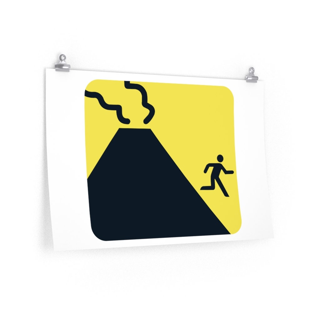 Warning Active Volcano Japanese Signs by Haidozo Premium Matte Posters