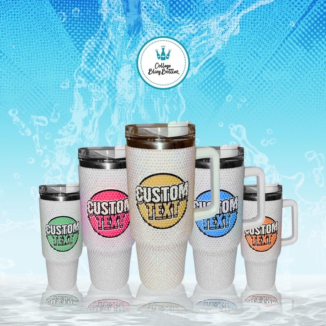 40oz College Bling Rhinestone Tumbler Bottles  Available in 17 Designs -  Etsy