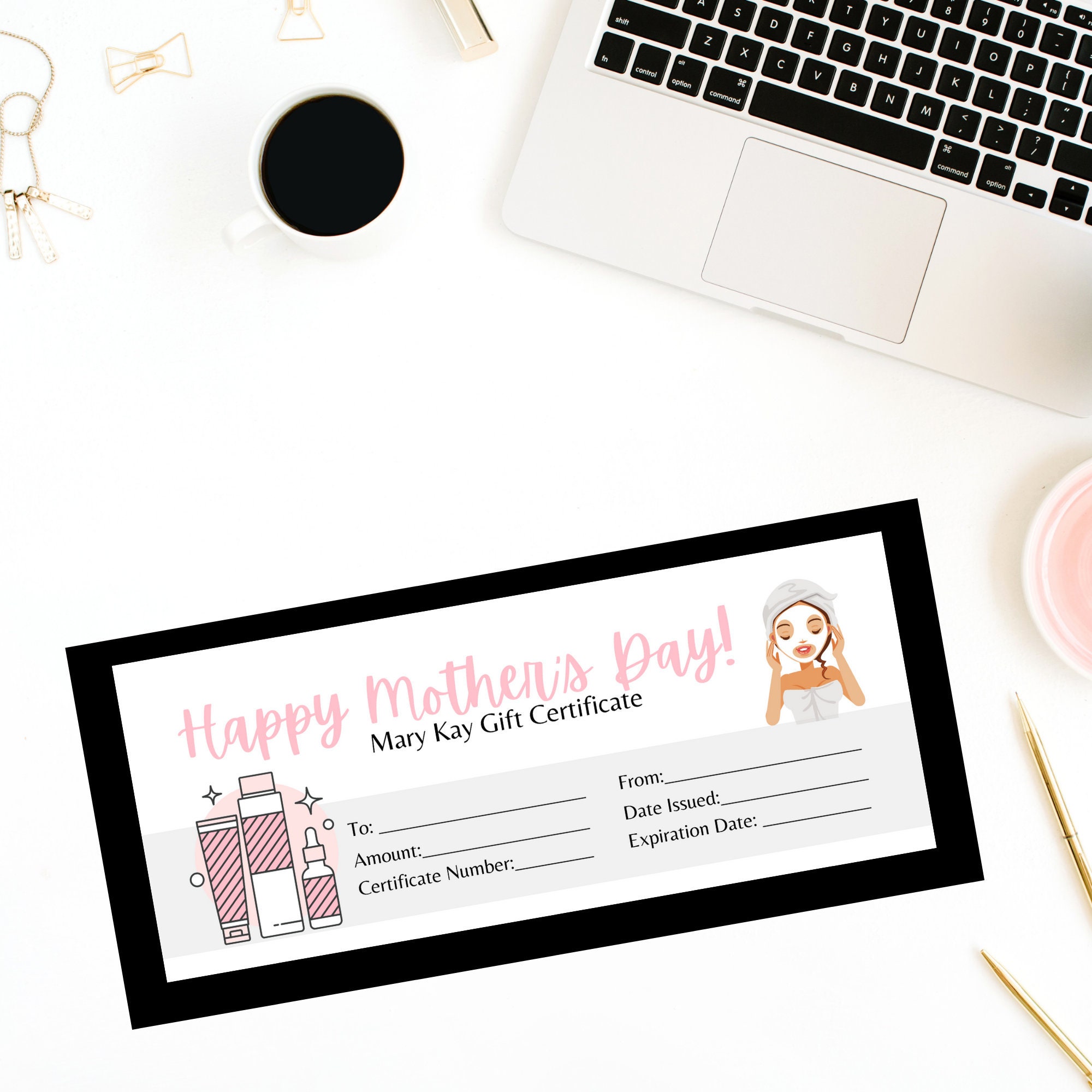 Mary Kay Mothers Day Gift Certificate, Printable Skincare Gift Certificate Throughout Mary Kay Gift Certificate Template