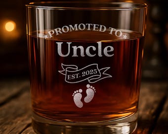 New Uncle Gift, Whiskey Glass Personalized Gifts for Brother Pregnancy Reveal Announcement