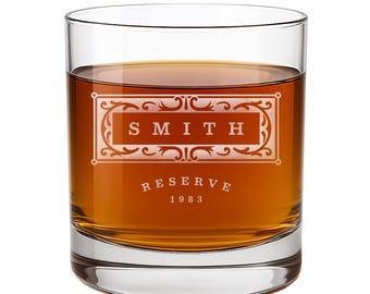 Personalized Whiskey Glass - Custom Engraved Gift for Him, Groomsmen, Dad, Father of the Bride, Bestman, Wedding or Housewarming
