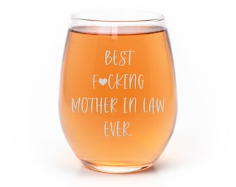 Best Fing Mother In Law Ever Stemless Wine Glass - Mother In Law Gift, Mother In Law Glass, Fun Mother In Law Gift