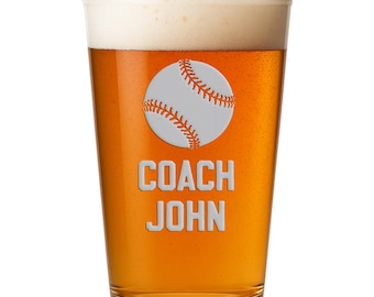 Softball Coach Custom Pint Glass Personalized Gift for Coach Appreciation End of Season