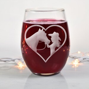 Heart Cowgirl Stemless Wine Glass - Gift Ideas For Horse Lovers, Horse Gift Idea, Horse Lover Gift, Unique Horse Gift, Horse Riding Glass image 8