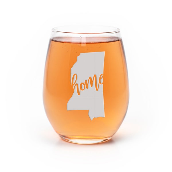 Mississippi State Stemless Wine Glass - Mississippi Gift, Mississippi Wine Glass, Mississippi Fan Gift