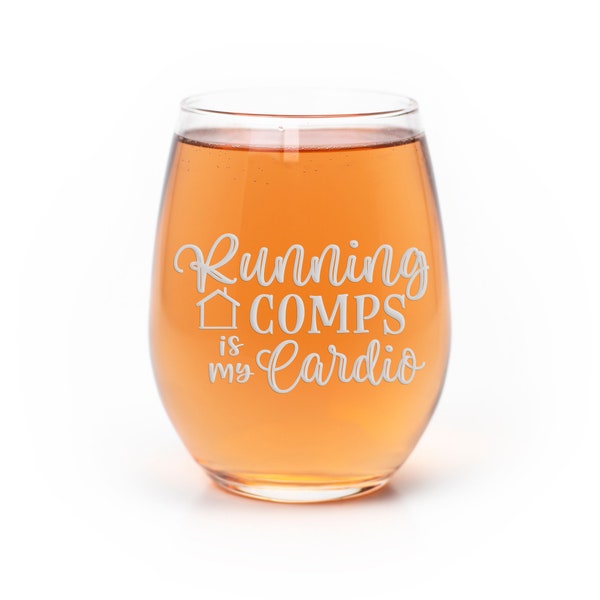 Running Comps Is My Cardio Realtor Real Estate Stemless Wine Glass - Gift For Realtor, Realtor Gift Ideas, Gift For Realtor From Client