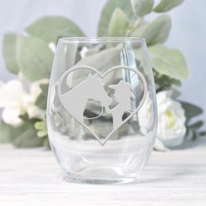 Heart Cowgirl Stemless Wine Glass - Gift Ideas For Horse Lovers, Horse Gift Idea, Horse Lover Gift, Unique Horse Gift, Horse Riding Glass image 6