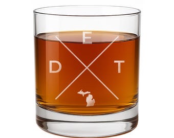 Detroit Michigan Rocks Glass: Laser Etched Gift