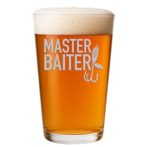 Master Baiter Fishing Pint Glass: Funny Gift for Anglers