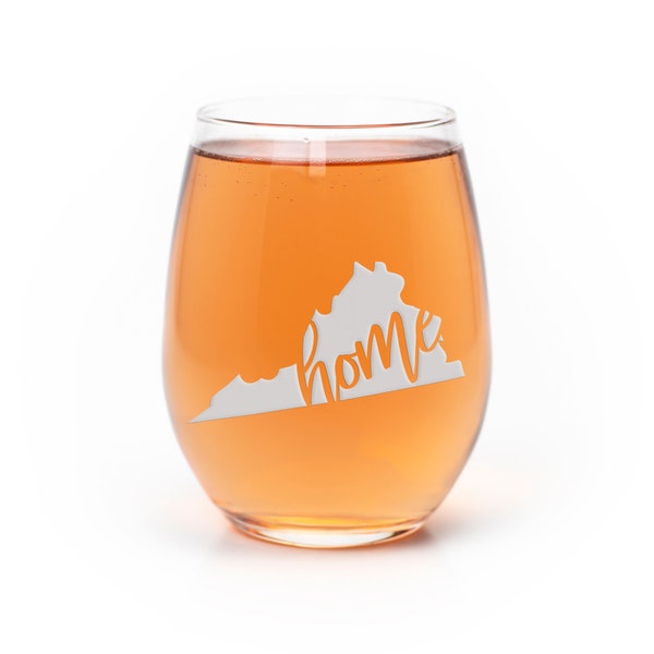 Virginia State Stemless Wine Glass - Virginia Gift, Virginia Wine Glass, Virginia Fan Gift