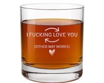 Vaso de whisky divertido "Beverly Way Love You" para marido, regalo de San Valentín para él.