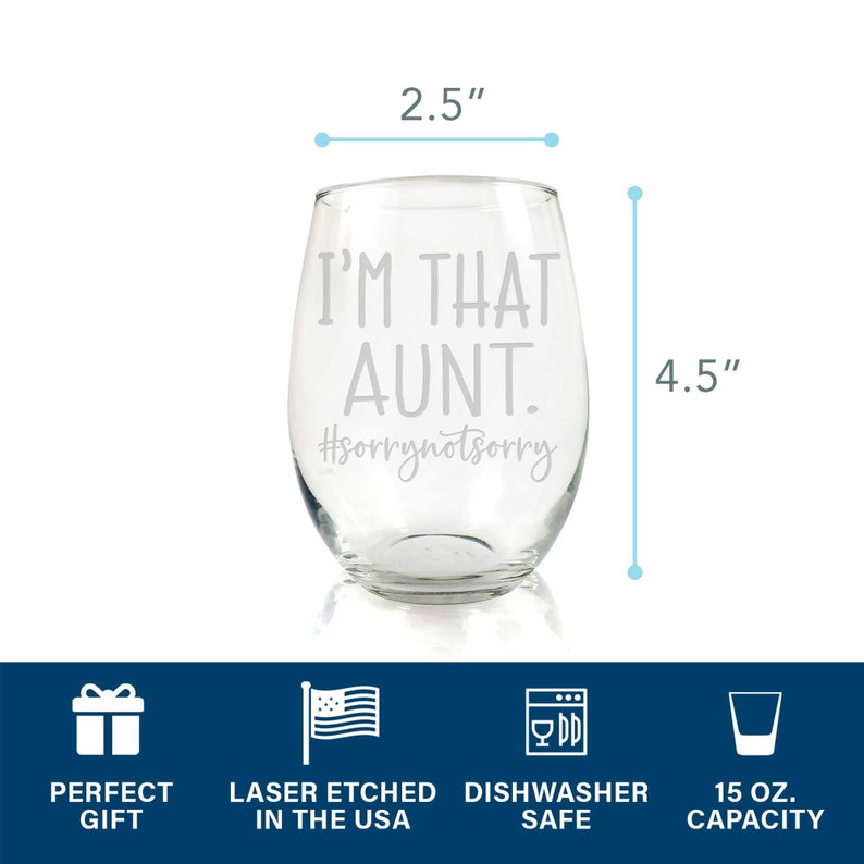 Gift for Aunt Cool Wine Aunt Im That Aunt Sorry Not Sorry Stemless Wine Glass Aunt Gift Aunt Wine Glass Birthday Gift For Aunt