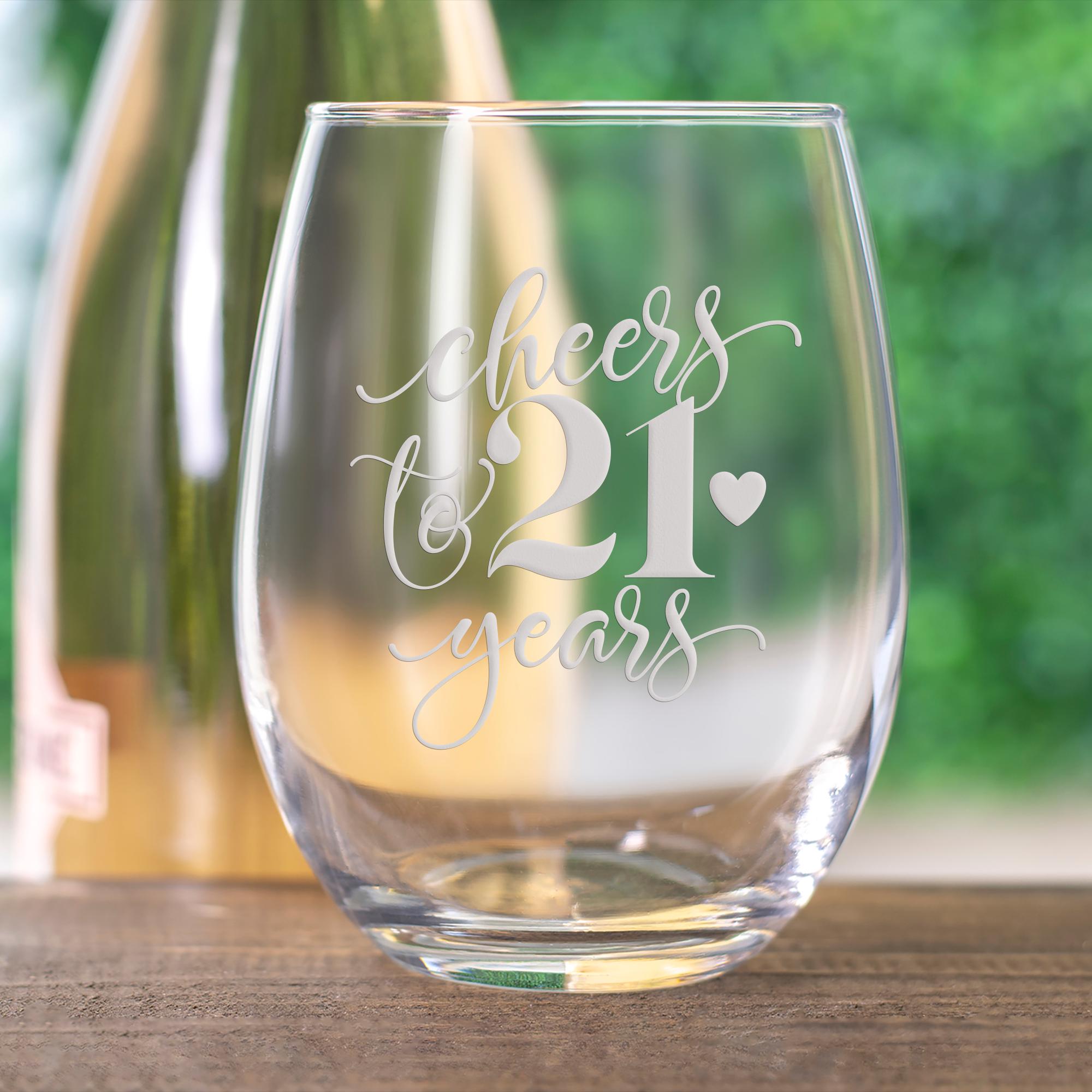 Cheers to 21 Years Stemless Wine Glass - 21st Birthday Gift - Etsy