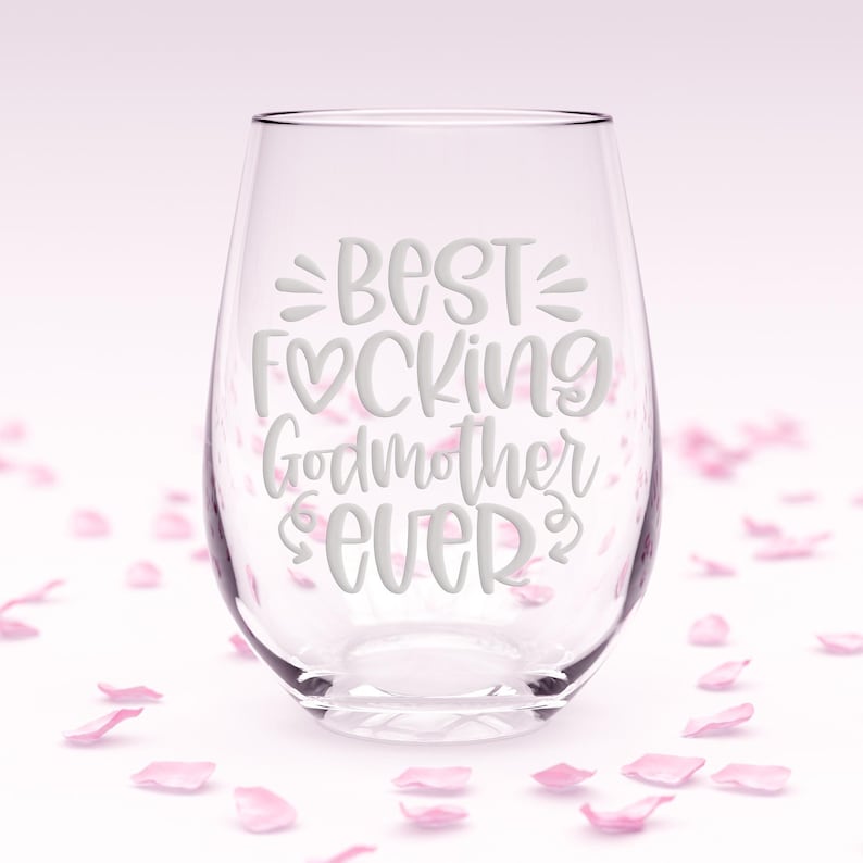 Best Fcking Godmother Ever Stemless Wine Glass - Fun Gift for Godmother, Godmother Glass image 7