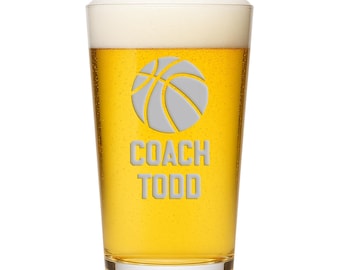 Vaso de cerveza personalizado para entrenador de baloncesto, regalo personalizado para entrenador, regalos de fin de temporada para el equipo