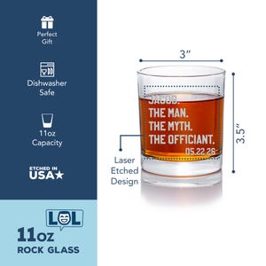 Custom Officiant Gift Rocks Glass, Wedding Thank You, Personalized Gifts for Marriage Officiant image 2
