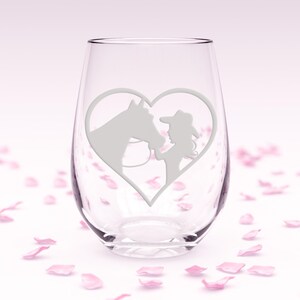 Heart Cowgirl Stemless Wine Glass - Gift Ideas For Horse Lovers, Horse Gift Idea, Horse Lover Gift, Unique Horse Gift, Horse Riding Glass image 7