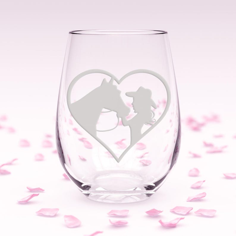 Heart Cowgirl Stemless Wine Glass - Gift Ideas For Horse Lovers, Horse Gift Idea, Horse Lover Gift, Unique Horse Gift, Horse Riding Glass image 7