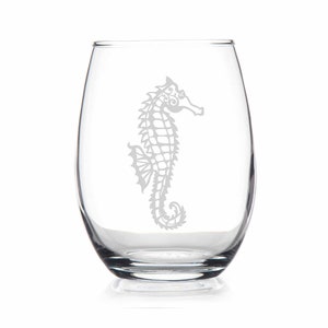 Crackle Wine Glass, Stingray Design, Hand Etched, 18oz - Integrity