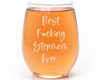 Best Fing Stepmom Ever Stemless Wine Glass - Stepmom Gift, Stepmom Glass, Gift For Stepmom, Fun Stepmom Gift