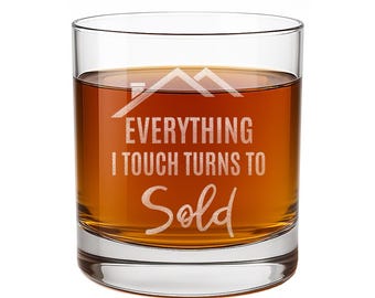 Everything Sold Real Estate Rocks Glass Realtor Closing Gift New Home Client Gifts