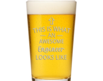 Funny Engineer Pint Glass, Engineer Cup, Graduation Gift, Fathers Day, Christmas Gifts